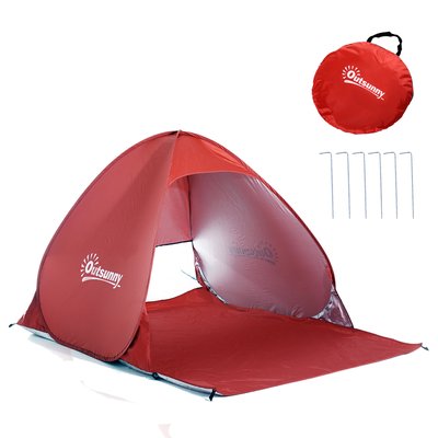 Abri de plage tente pop-up orange OUTSUNNY