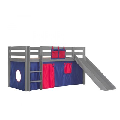 Lit Enfant Surélevé Avec Toboggan Pino + Rideau de lit Domino VIPACK