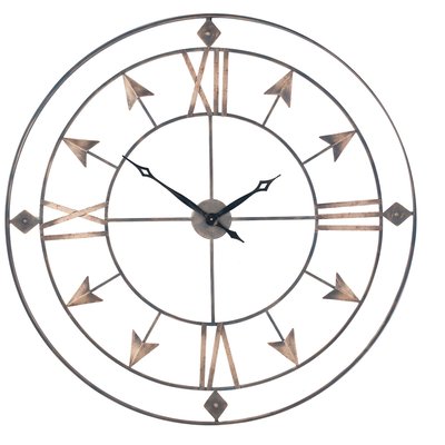 120cm Antique Grey and Gold Metal Round Wall Clock SO'HOME