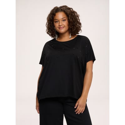 T-shirt avec petits cœurs en strass et perles FIORELLA RUBINO
