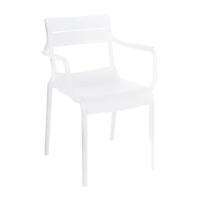 Chaise de terrasse en plastique avec accoudoirs, PANAME OVIALA