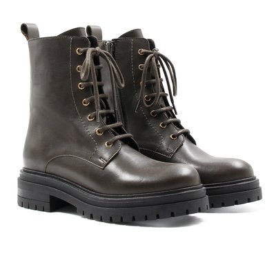 Bottines ranger crantées cuir lisse JULES & JENN