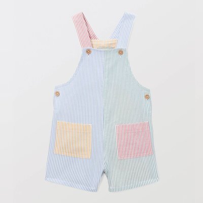 Salopette courte rayée en coton BIO GOTS BOUT'CHOU