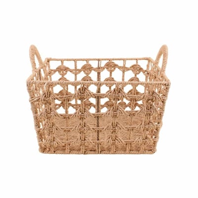 Panier tressé naturel avec poignées 35x35cm ORNAMI