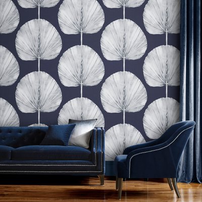 Papier peint Palm Fan Navy GRAHAM ET BROWN
