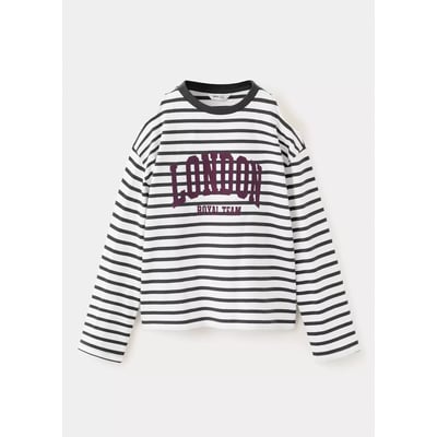 T-shirt coton à rayures message imprimé MANGO KIDS