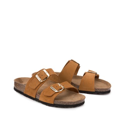 Mules en cuir suédé double boucles LA REDOUTE COLLECTIONS