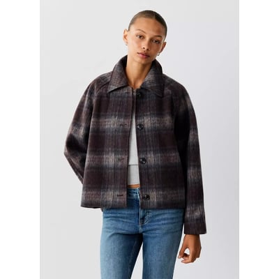 Manteau court imprimé à carreaux MANGO TEEN