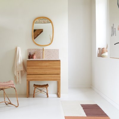 Meuble Salle de Bain en teck massif et terrazzo premium Pink 80 cm EDGAR TIKAMOON