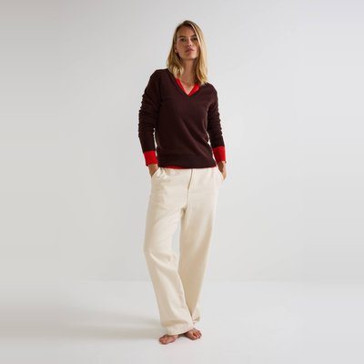 Pull col v marron femme La Redoute