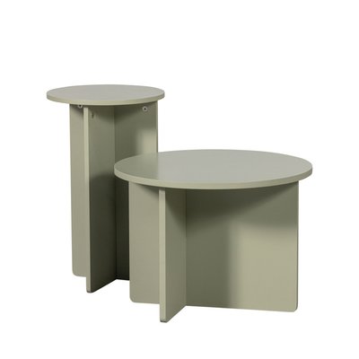Lot de 2 tables d'appoint rondes en bois - RONNY WOOOD
