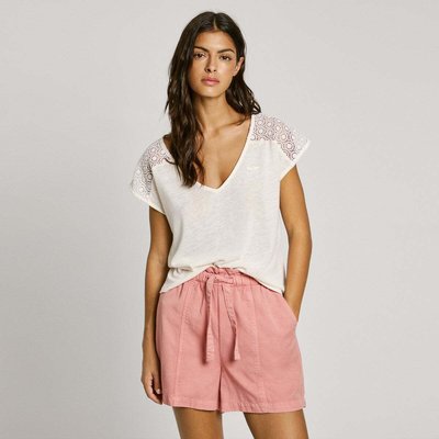 T-Shirt À Col V Avec Dentelle PEPE JEANS