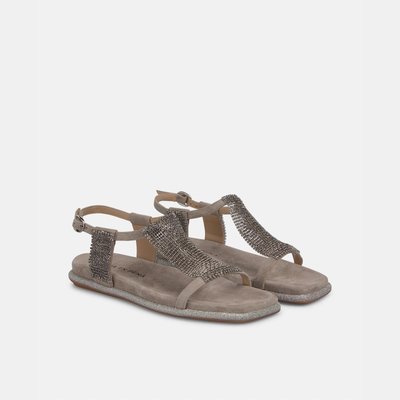 Sandales plates avec filet sur le cou-de-pied orné de strass ALMA EN PENA