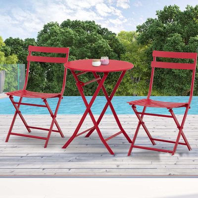Salon de jardin bistro 2 places pliable métal thermolaqué OUTSUNNY