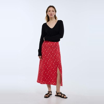 Jupe midi fendue imprimée MONOPRIX