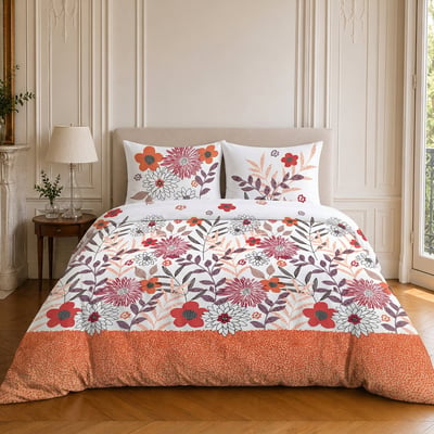 Parure de lit en microfibre motif floral, PRINTEMPS C DESIGN HOME TEXTILE