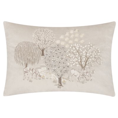 The Brook Embroidered Velvet Braided Feather Filled Cushion MORRIS & CO.