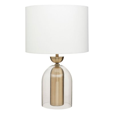 Antique Brass and Glass with White Shade Table Lamp SO'HOME