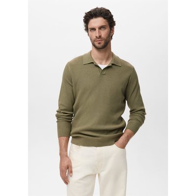 Pull-over polo coton mélangé maille côtelée MANGO MAN
