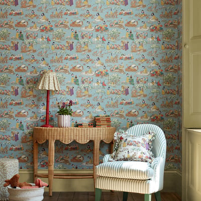 Snow White Puddle Blue Wallpaper SANDERSON X DISNEY