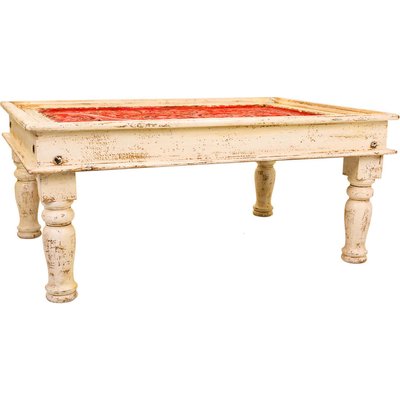 table basse en bois massif finition artisanale blanche et colorée RECOLLECTION