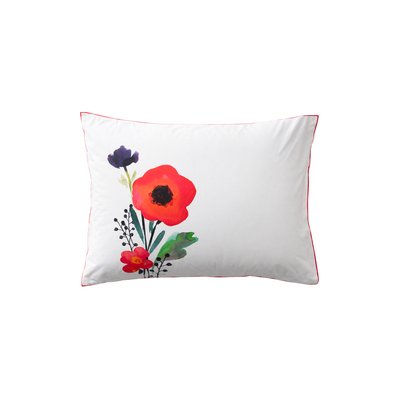 Taie d'oreiller rectangulaire coton ROSELLA CARRE BLANC
