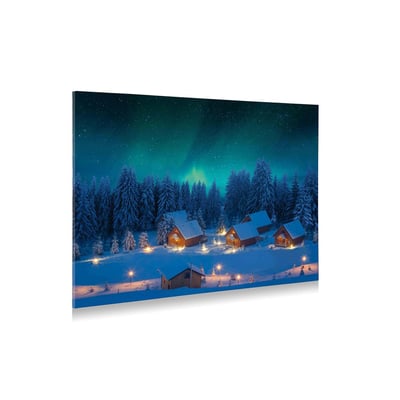 Toile de fond de Noël en tissu avec LED Aurores Boréales JARDIDECO