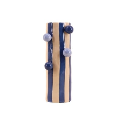 Vase rayé avec perles, H25cm KERSTEN