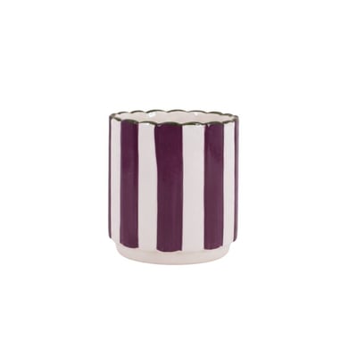 Cache-pot en céramique rayé festonné 14x15cm ORNAMI