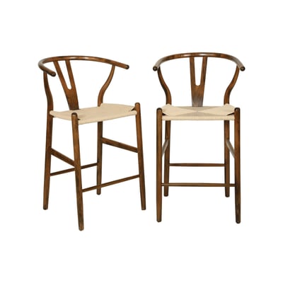 Tabouret de bar vintage bois de hêtre et cordes (lot de 2) CECILE SWEEEK