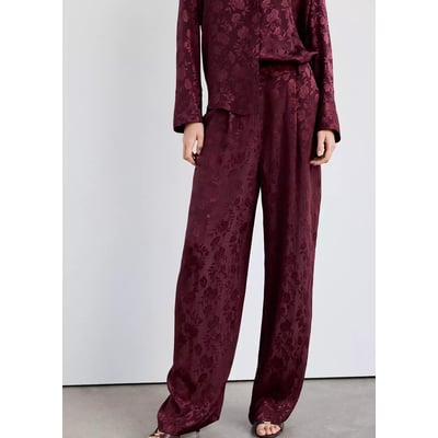 Pantalon jacquard fleuri MANGO