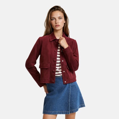 Blusão curto em pele, Signature ABELLE LA REDOUTE COLLECTIONS