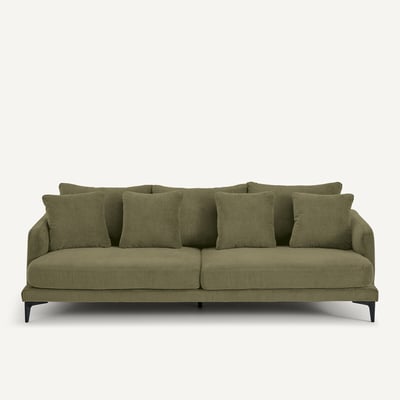 Canapé droit, 3 ou 4 places en velours stone, MODERNISTE EMMANUEL GALLINA X AM.PM