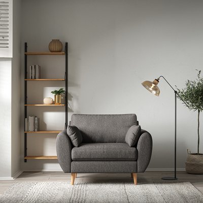 Ada Scandi Soft Woven Snuggle Chair with Light Wood Legs SO'HOME