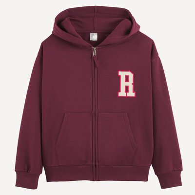 Sweat zippé à capuche, avec badges brodés devant et au dos, en molleton LA REDOUTE COLLECTIONS
