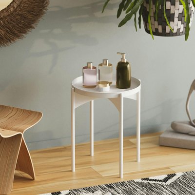 Petite table ronde blanche design & plateau assorti SFAX PIER IMPORT