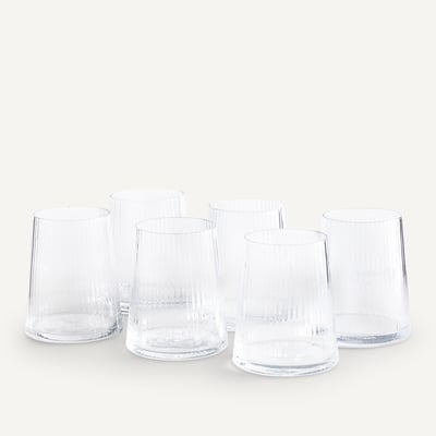 Set van 6 geribbelde waterglazen, Strivi AM.PM