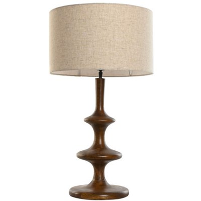Lampe à poser en bois de mangue et abat-jour beige 40x40x68cm WADIGA