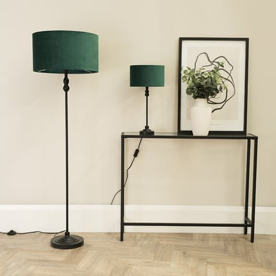 Maude Metal Candlestick Floor Lamp with Velvet Shade SO'HOME