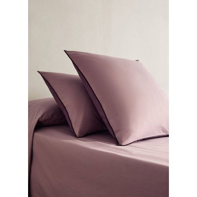 Deux taies d'oreiller coton 200 fils overlock contraste 60x60 cm MANGO HOME