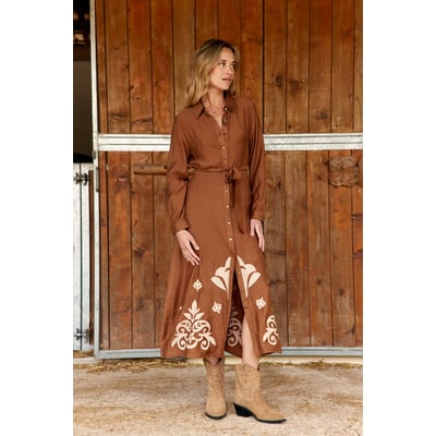 Robe longueur midi chemise imprimé broderie ROLINE LA PETITE ETOILE