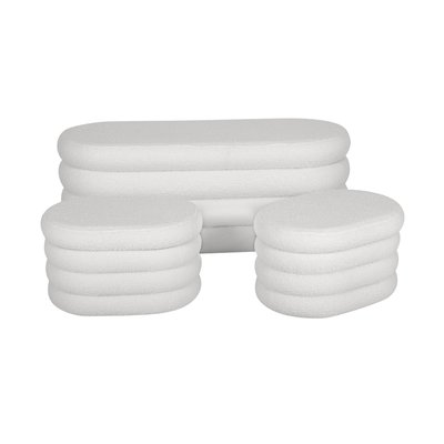 Banc coffre avec 2 poufs de rangement bouclette SNOW SWEEEK