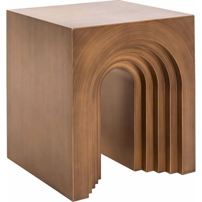 Table d'appoint design en métal doré effet brossé RECOLLECTION