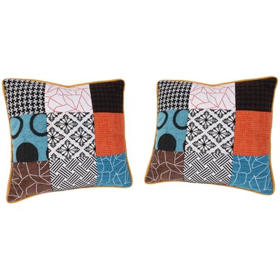 Coussin patchwork en tissu déhoussable 40x40 cm (Lot de 2) CMP