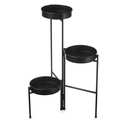 Support pot plante triple articulé métal noir 32x46x62cm WADIGA