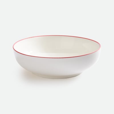 Ensaladera con bordes rojos y blancos de porcelana, CANDIE LA REDOUTE INTERIEURS
