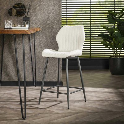 Chaise de bar blanche en bouclette avec repose-pieds (lot de 2) GALWAY PIER IMPORT