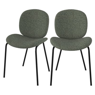 Lot de 2 chaises en tissu bouclé et pieds en métal - IRIS RENDEZ-VOUS DÉCO