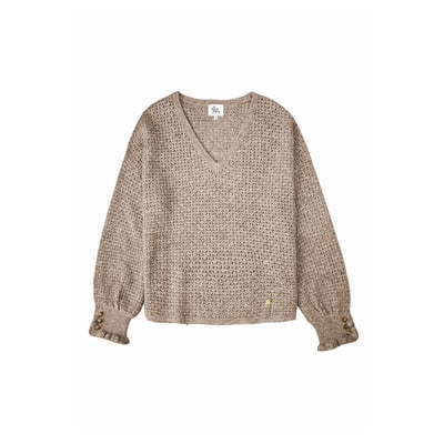 Pull col V à poignets volantés, MANDINE LA PETITE ETOILE