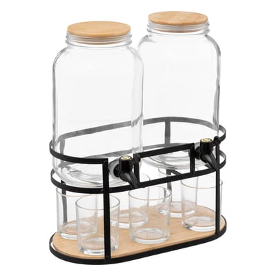 Lot de 2 distributeurs de boisson 3,3 L avec 6 verres DUO SECRET DE GOURMET